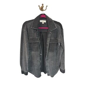 Thread Supply Womens XS Shirt Jacket Gray Button Front‎ Collared Long Sleeve